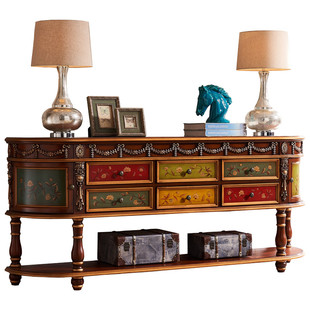 包邮门厅玄关台欧美式沙发背几隔断餐边桌电视柜彩绘端景长条走廊