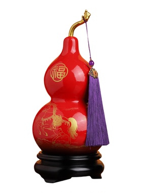 陶瓷马上有福葫芦摆件乔迁礼物