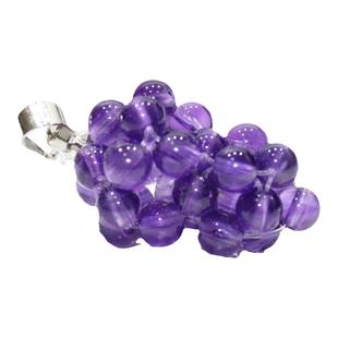 如鸿天然水晶吊坠葡萄形男女款小项链饰品石榴石紫发碧玺橄榄挂件