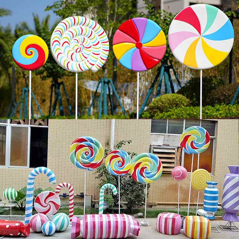 玻璃钢糖果雕塑棒棒糖模型商场雕塑户外活动道具定制装饰陈摆件美