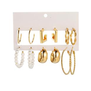 耳环女欧美新款潮大气质网红金色耳钉珍珠耳坠设计感法式耳饰套装