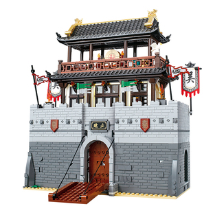 迪库积木儿童益智拼装三国小侠主城墙战车模型玩具男孩子城楼拼图