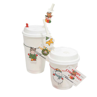 马年新网红新款奶茶塑料咖啡纸杯松紧带吸管套弹力带杯套定制LOGO