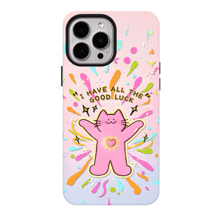 好运猫猫适用苹果17promax手机壳iphone16pro菲林磁吸支架个性华为P80小米15小众vivo防摔保护壳oppo暴富幸运