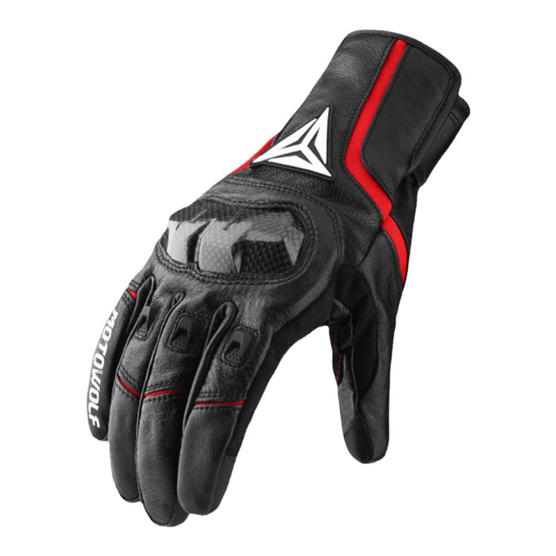 秋冬摩托车手套防风保暖骑士机车装备越野骑行碳纤防摔防水真皮男