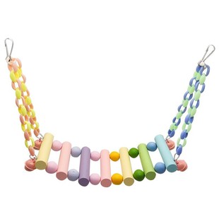 蜜袋鼯彩虹爬梯玩具楼梯秋千站杆笼子装饰木质云梯吊桥自嗨解闷新