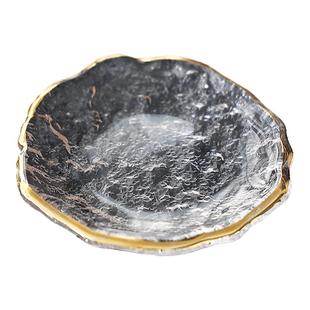 玻璃盘蘸料碟精致水果盘金边碟子家用客厅餐具甜品盘小碟子点心盘