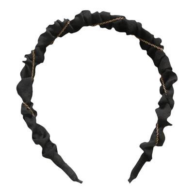 黑色缎面细边褶皱简约森系发箍女