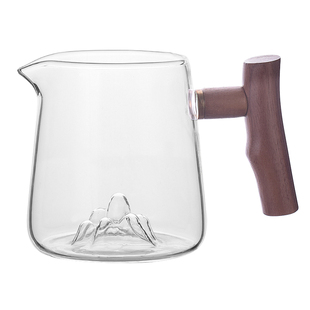 木把玻璃公道杯关山茶海耐热茶漏茶滤套装玻璃过滤分茶器茶具配件