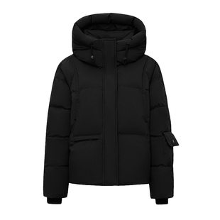 鸭鸭短款羽绒服女2025秋冬新品泡芙加厚立领连帽保暖外套J