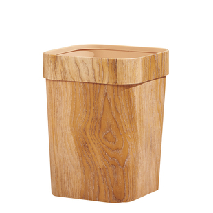 新中式复古仿木纹垃圾桶家用创意客厅厨房卫生间纸篓塑料无盖大号