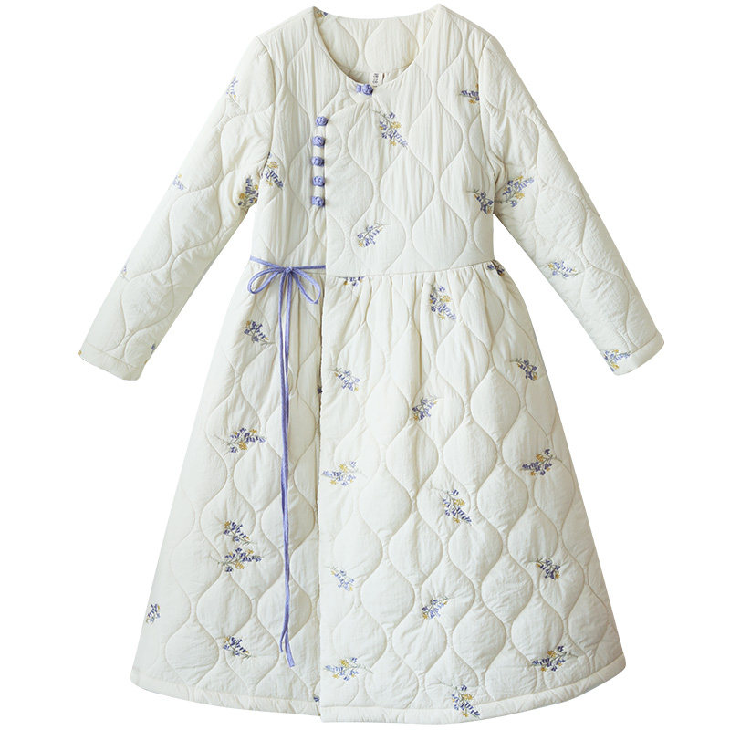 长款刺绣棉衣棉服女2025冬季