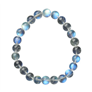 【孤品】星河坠梦-印度玻璃体蓝月光石手链女蓝月光手串单圈饰品