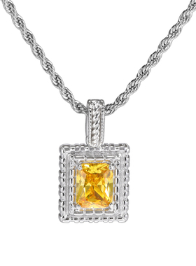 GRGR925纯银黄绿宝石吊坠项链