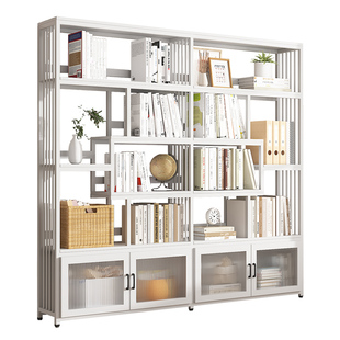 书架一体靠墙收纳架落地置物架图书馆多层储物柜客厅书柜展示柜子