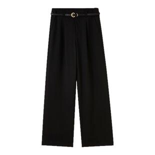 水云间黑色休闲风直筒西装裤女垂感窄版阔腿长裤夏row系风格穿搭