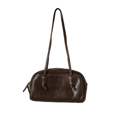 IRongerr复古牛皮腋下法棍包小众