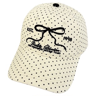 2026新款波点蝴蝶结刺绣棒球帽子女潮流百搭显脸小遮阳防晒鸭舌帽