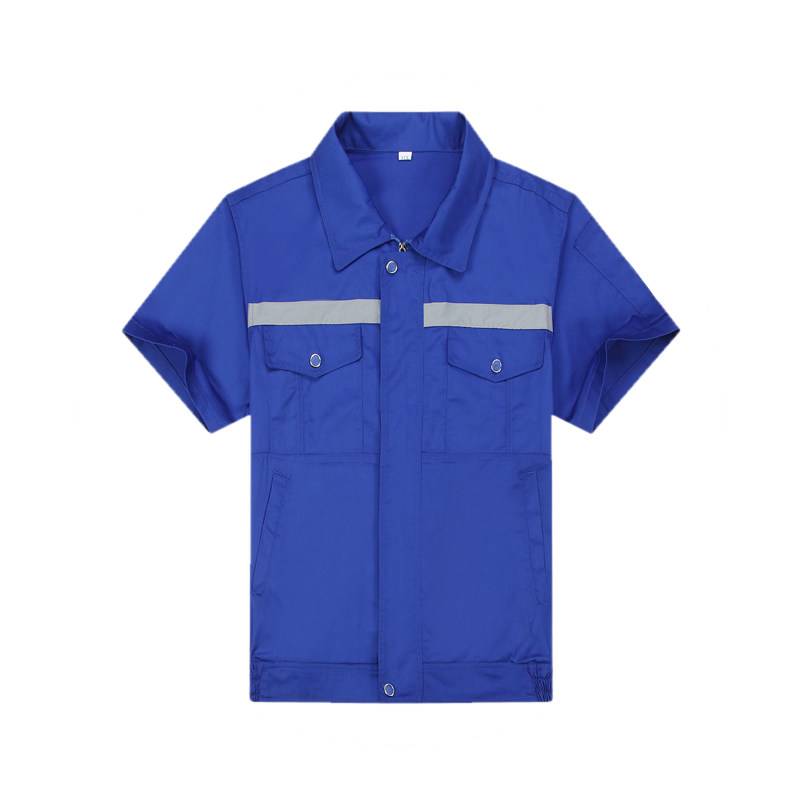 夏季工作服男装套装薄款耐磨环卫反光条工厂车间长短袖劳保服定制