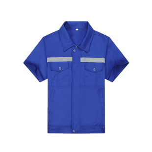夏季工作服男装套装薄款耐磨环卫反光条工厂车间长短袖劳保服定制