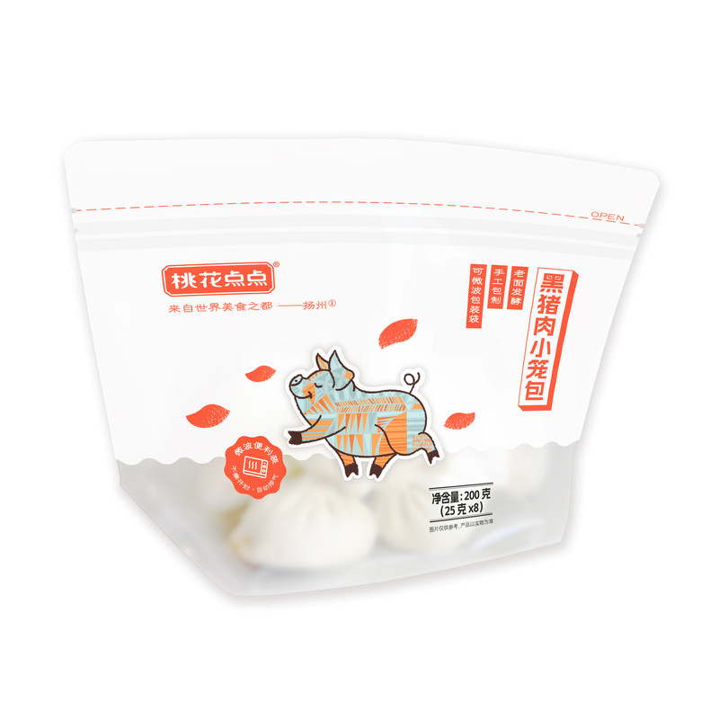 桃花点点黑猪肉小笼包扬州特色