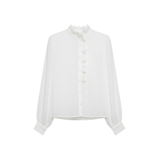 Lorene衬衫女复古宫廷风韵长袖衬衣蕾丝花边领波西米亚法式衬衫女