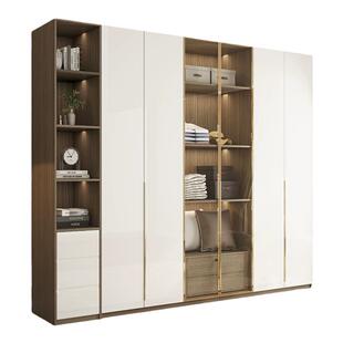 衣柜家用卧室实木多层板轻奢玻璃门白色小户型加深大衣橱收纳柜子