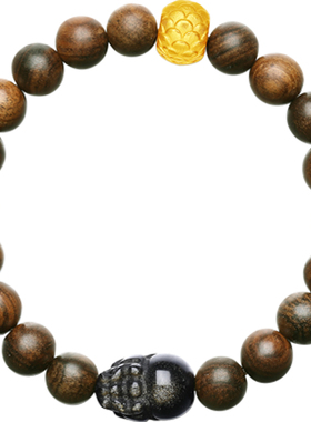 周六福黑曜岩手链女貔貅中国风手串手饰S925银百搭时尚圣诞礼物