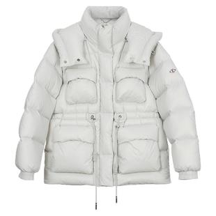 NancyCavally专柜款蓄热0压感95白鹅绒立体口袋可收腰面包羽绒服