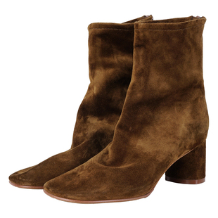 IORE理想矿石设计师原创 没有中缝的袜靴 柔软牛皮圆柱形粗跟短靴