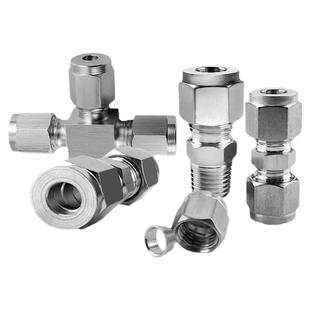 304不锈钢卡套接头直通终端二通异径变径三通铜管仪表气源接头式