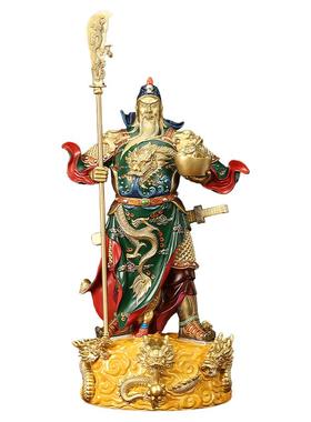 吉善缘 《九龙关公》铜关公关二爷神像摆件 武财神关羽佛像0639