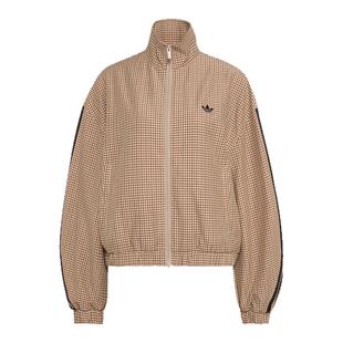adidas阿迪达斯三叶草双拉链格子上衣夹克秋女条纹梭织外套LE8307