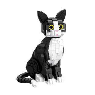 哲高新款仿真燕尾服猫咪亲子互动儿童益智创意积木玩具生日礼物6+