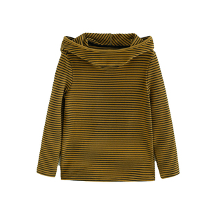 砚台家童装儿童A类打底衫冬装衣服男童连帽上衣男宝宝德绒条纹T恤