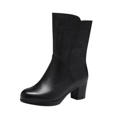 真皮短靴女新款牛皮中筒靴