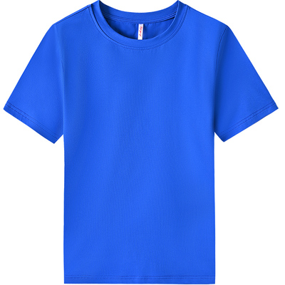 欧洲站品牌2026新款蓝色夏季圆领宽松纯棉短袖t恤女团队定制logoT