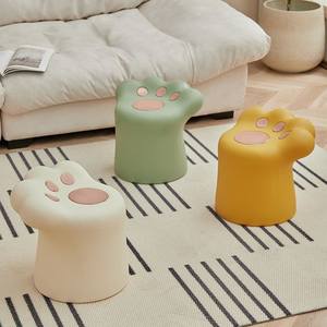 猫抓茶几客厅用边奶油几休息区产品滚风塑塑料白色宠物凳子奶椅子