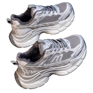 2025年冬季新款超火厚底老爹鞋加绒保暖网面增高休闲女鞋春季爆款