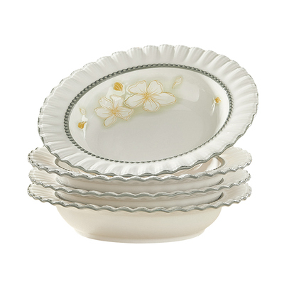 景德镇新中式盘子菜盘家用2025新款陶瓷餐具釉下彩陶瓷盘家用套装