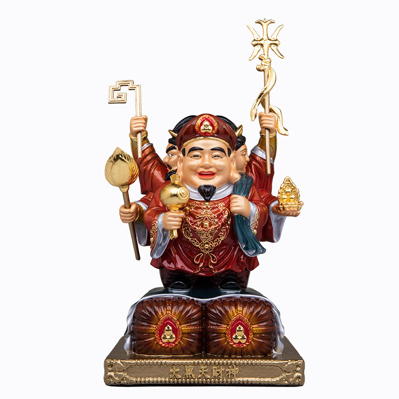 六臂大黑天财神招财铜摆件