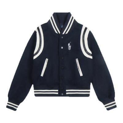 【现货】fletta bloom小马标刺绣美式夹克毛呢拼接皮面棒球服外套