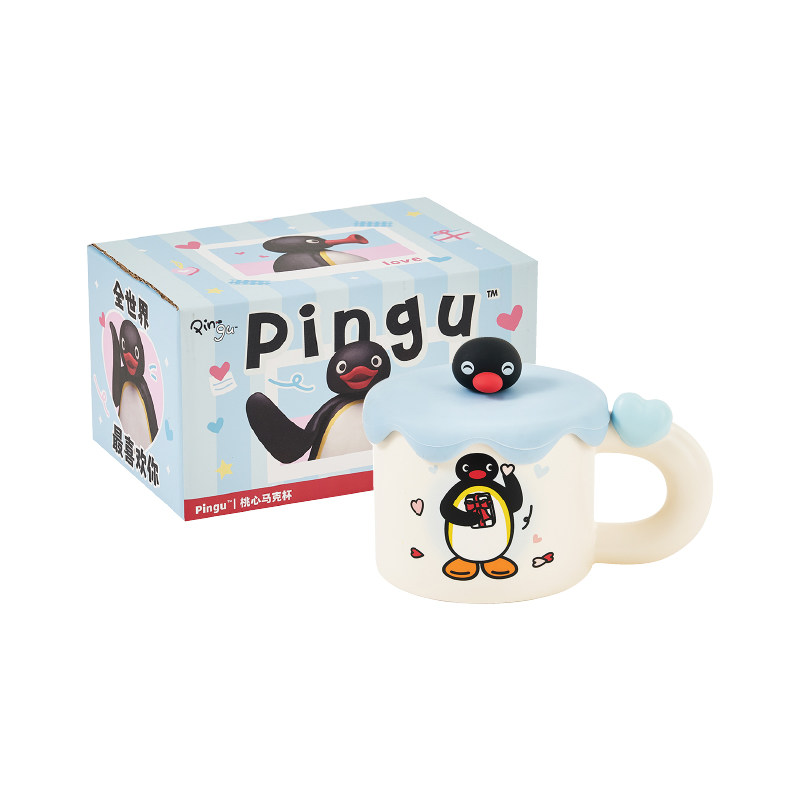 言仓Pingu情侣对杯礼盒陶瓷水杯卡通创意可爱男女生生日礼物