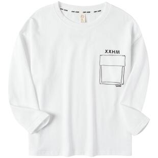 小象汉姆童装男童长袖T恤儿童白色打底衫纯棉2026春装新款5A抗菌