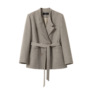 蓝语大码女装休闲通勤宽肩西装套装2026春季新品收腰直筒裤两件套