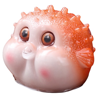 创意精品茶宠摆件招财变色泡泡鱼桌面可养茶道茶具茶桌河豚装饰