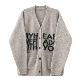 王橹杰同款COLDSTONE秋冬高级字母慵懒软糯毛衣复古针织开衫男女