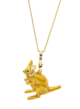 节日礼物珐琅袋鼠可打开吊坠