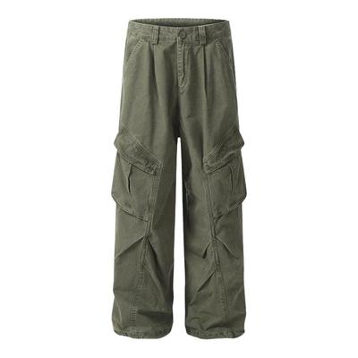 MRNEARLY美式褶皱水洗工装裤子男