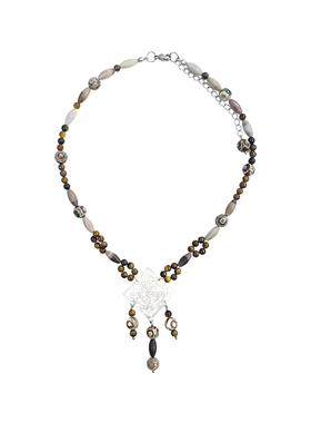 后摇原创流苏部落方形白贝项链女